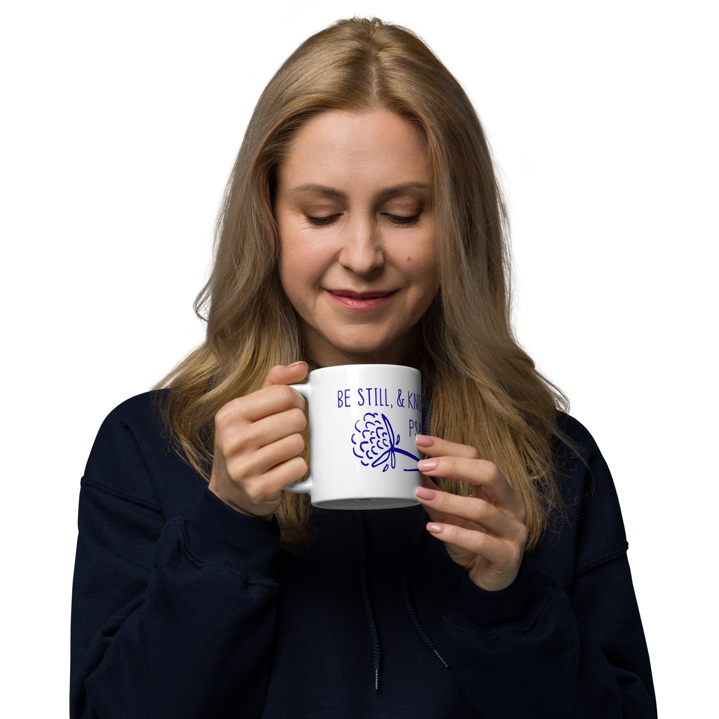 Be Still White glossy mug