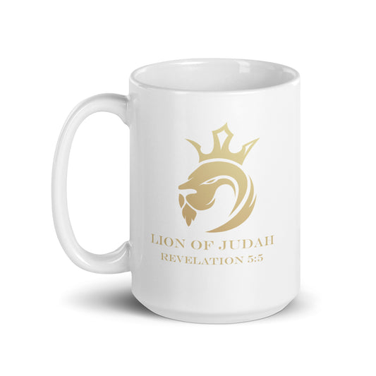 15oz Lion of Judah White glossy mug