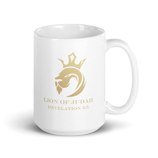 15oz Lion of Judah White glossy mug