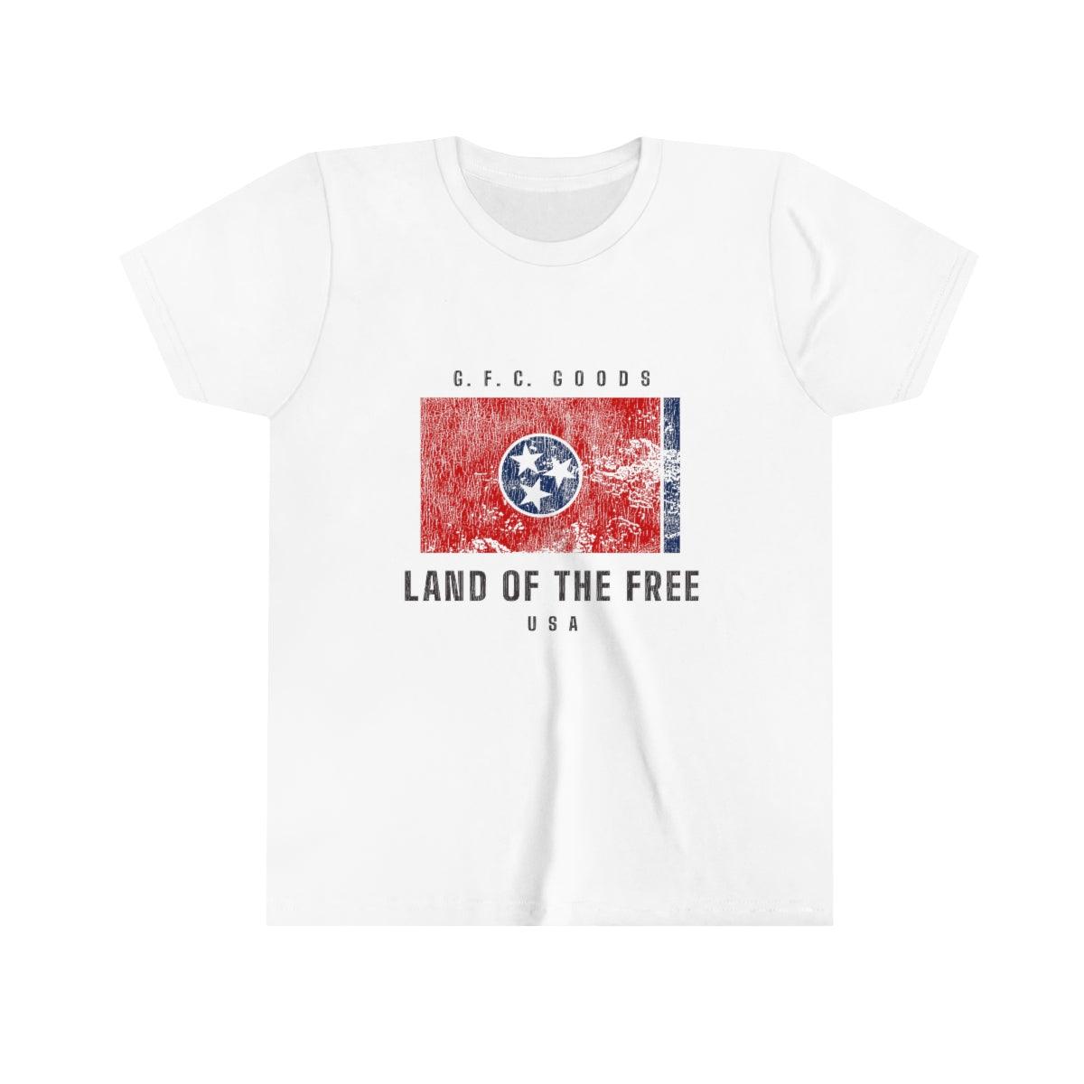 Land of the Free Tennessee  YOUTH Short Sleeve Tee - GFCGoods